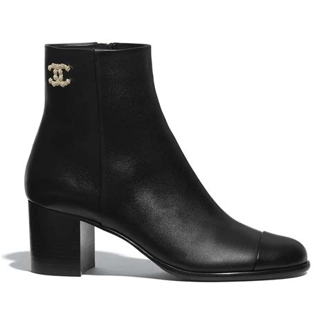 black chanel ankle boots|Chanel black canvas heel boots.